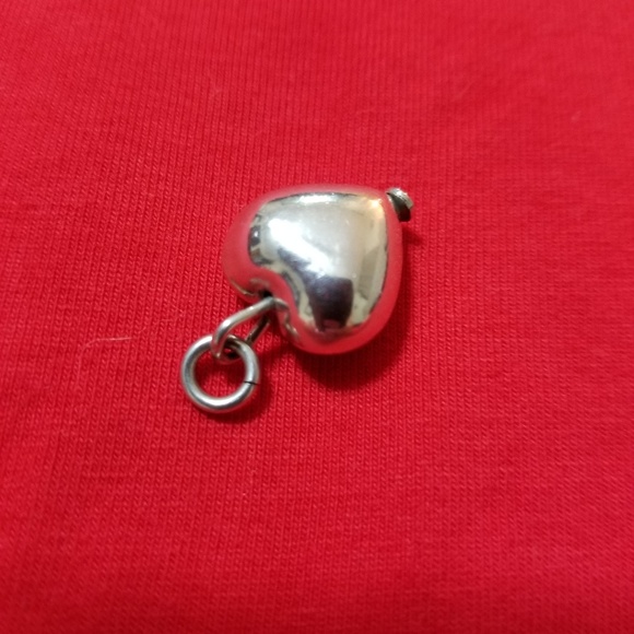 Solid Sterling Silver Puffed Heart Charm - Picture 2 of 4